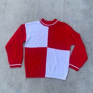 Vintage Red and White Sweater, size XS/S